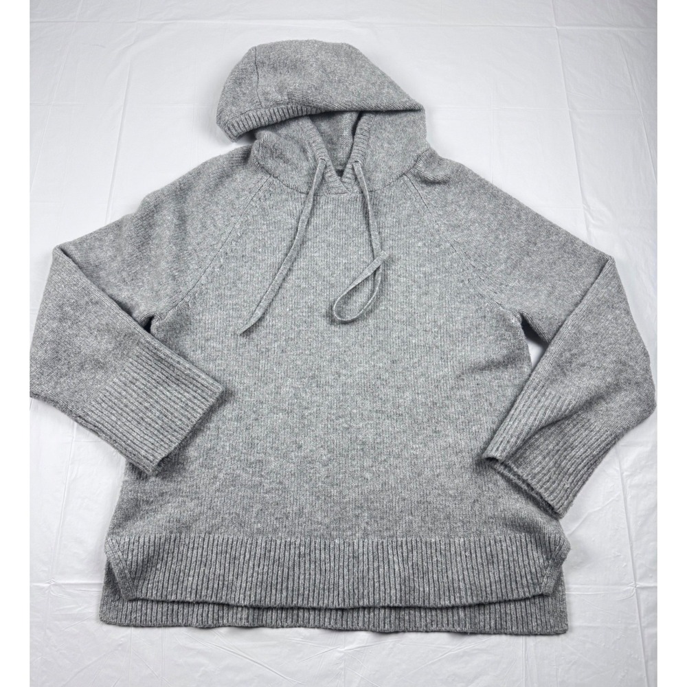 Abercrombie & Fitch Gray Knit Hoodie Sweater Raglan Split Hem Women Medium